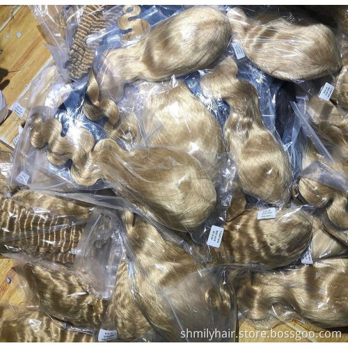 Shmily Wholesale Straight Virgin Cuticle Aligned Hair Blonde 613 Human Hair Lace Front Wigs Glueless Closure Wigs